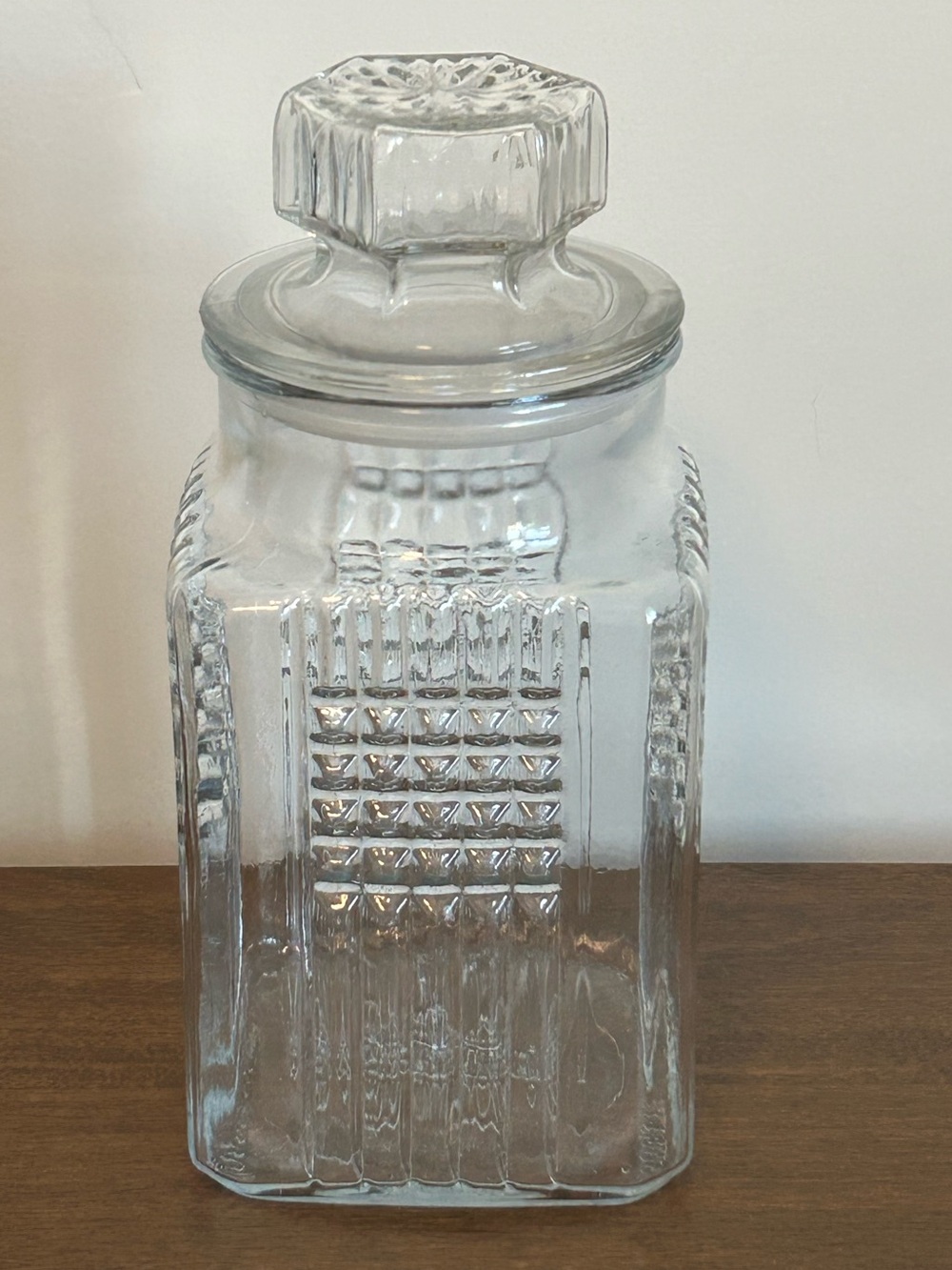 KOEZE'S VINTAGE 1989 GLASS APOTHECARY JAR CANISTER & LID